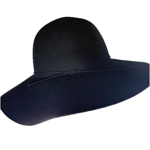 NWT Studio NYC 100% Wool Cowgirl Hat Black Floppy Western Ranch Wide Brim - Picture 1 of 4